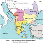 Balkan Savaşları Sonrası Osmanlı Devleti ve Balkan Devletlerinin Sınırları Haritası