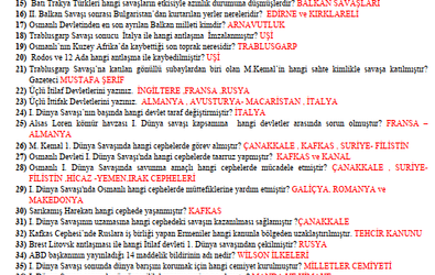 T.C. İnkılap Tarihi ve Atatürkçülük 12 2025-2026 I. Dönem I. Sınav Çalışma Kâğıdı Soruları