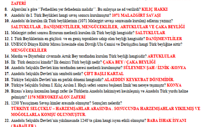 Tarih 10 2025-2026 1.D.1.S Çalışma Kâğıdı Soruları